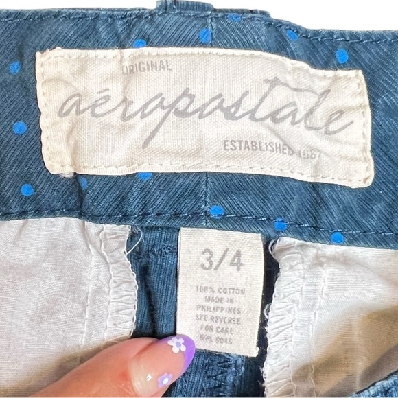Y2K Aeropostale Micro Mini Blue Polka Dot Low Rise Hot Short Size 3/4 - Picture 6 of 7
